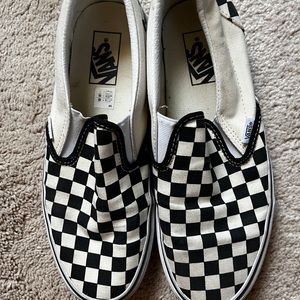 Checkered vans slip ons